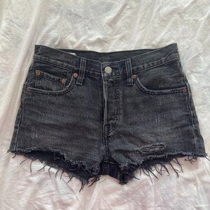 Levi's 501 Black Distressed Denim Shorts Size 24